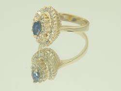 14K Yellow Gold Blue Sapphire & .50ct Diamond Ring  