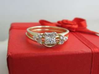   Gold Engagement / Wedding Princess Cut Diamond Ring Set   NR  
