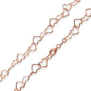  14K Rose Gold Plated Sterling Silver 18 Heart Chain 