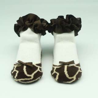 New Born Infant Baby Girls Babies Leopard Shoes Kids Toodler Socks 