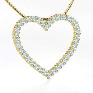  Heartline Pendant, 14K Yellow Gold Necklace with 