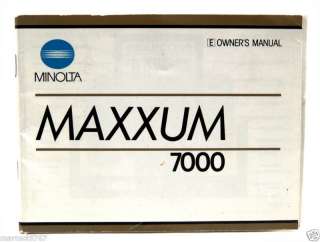 MINOLTA MAXXUM 7000 INSTRUCTION MANUAL EXCELLENT COND  