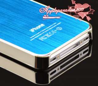 Luxury Bule Brushed Metal Aluminum/Chrome Hard Case For Iphone 4 4G 4S 