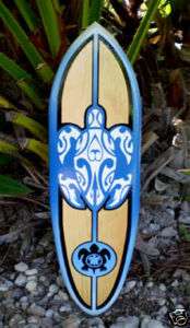Tribal Blue Honu Turtle Surfboard Wall Art Island Decor  