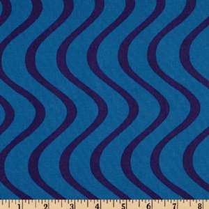  44 Wide Baby Geniuses Wavy Lines Blue Fabric By The Yard 