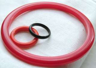 Vintage Lot Solid BAKELITE Dark Red Bangle Bracelet Light Red Ring 