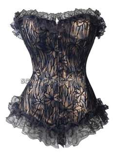 Faux Leather Occult Lily Corset Lace Ruffle Bustier XL  