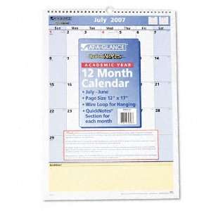   Monthly Wall Calendar, 12 Month July June, 12 x 17
