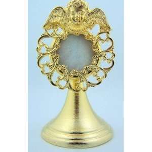    Angel Cherub Gold Mini Monstrance Reliquary Relic Case Jewelry