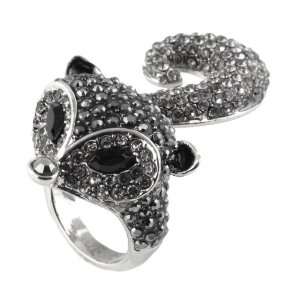  Monochromatic Raccoon Ring Covered in Crystals Jewelry