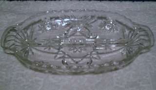 Anchor Hocking Early American Oval Divided Clear Glass Relish Dish 