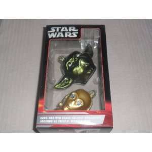  2006 Star Wars Yoda / C 3PO . . . Hand Crafted Glass Holiday 