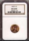 1955 D NGC MS66RD Lincoln Wheatback Cent,US Coins  