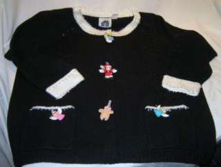 STORYBOOK KNIT  black Christmas knit sweater 2X Plus  