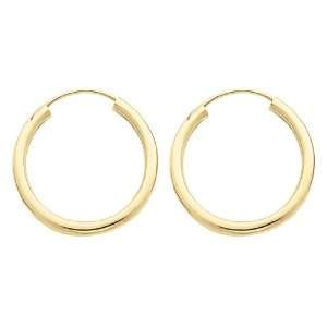    Small Hoop Earrings in 14K Yellow Gold 3/4 Inch (2.00 mm) Jewelry