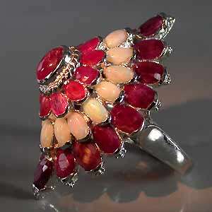 HUGE~MESMERIZING NATURAL RED RUBY HOT RAINBOW FIRE OPAL 925 SILVER 