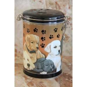 Puppy Dog Lock Top Cookie Canister Tin   Orange 