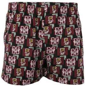  Mississippi State Bulldogs Maroon Logo Boxer Shorts 