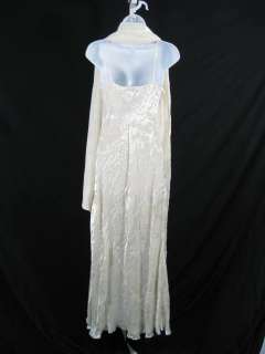 MELINDA ENG Ivory Floral Silk Wrap Shawl Gown Dress S  