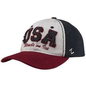   Red White Blue Miracle On Ice Distressed Z Fit Hat