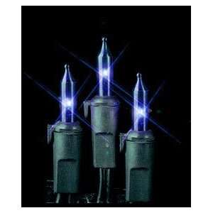    Set of 35 Blue Mini Christmas Lights   Green Wire