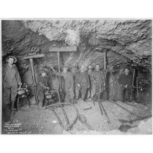    The Heading,8 men in a mine,equipment,c1908,light
