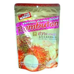 King Fruit Rambutan, Vacuum Freeze Dried Thai Snack 1.8 Ounce Bag Free 