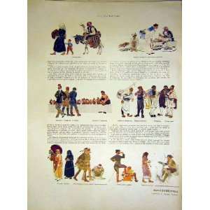  Sketch Marionnettes People Military French Print 1917 