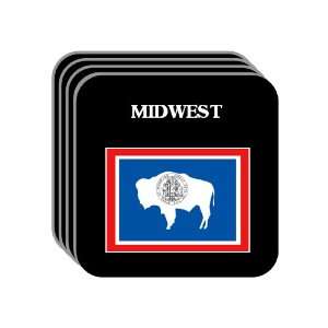 US State Flag   MIDWEST, Wyoming (WY) Set of 4 Mini Mousepad Coasters