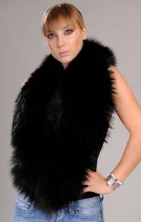 Full skin large Black Fox Fur shawl collar   New   Lined   One size 