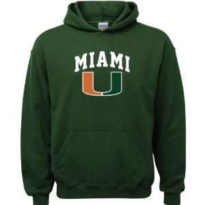 Miami Hurricanes Forest Green Youth Arch Logo Hooded Sweatshirt 