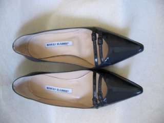 MANOLO BLAHNIK Kirla Gray Patent Leather Shoes 36.5  