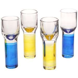 Sagaform 5015712 Hand Blown Shot Glasses, Blue and Yellow, Set of 4 