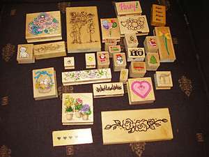 Rubber Stamps Lot of 28 ish ) Christmas, Easter, Party, Flowers 