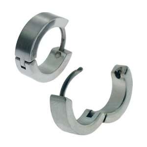  Inox Jewelry 316 Stainless Steel Matte Hoop Earrings 