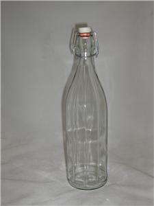 Clear Glass Wine Bottle With Bail & Ceramic Lid w/ Seal  