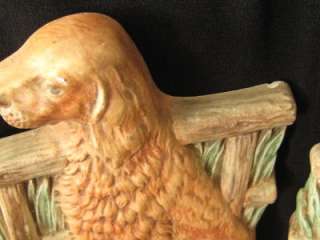 PR SHABBY CHIC IRISH SETTER DOG CERAMIC BOOKENDS AS IS  