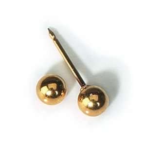  INVERNESS 24K Gold 4mm Ball Piercing Earrings Health 