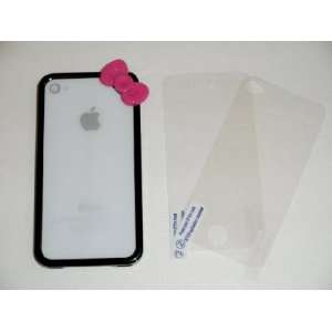  Premium Quality (BLACK) iPhone 4S / 4 Bow Bumper Case Skin 