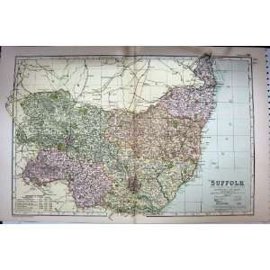  MAP 1895 SUFFOLK ENGLAND IPSWICH BURY EDMUNDS LOWESTOFT 