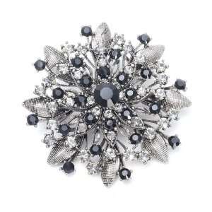  Mariell ~ Jet Black Floral Sunburst Pin Jewelry