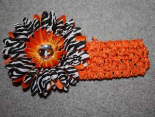 NEW  Crochet Headband with Animal Print Daisy Flower  