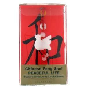 Zorbitz   Chinese Feng Shui Hand Carved Jade Luck Charm Peaceful Life 