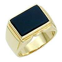 Mens Genuine Jet Black Onyx 18kt Gold Plated Ring New  