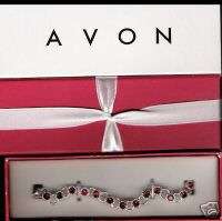 Avon Jeweltone Tennis Bracelet In Gift Box   Red  