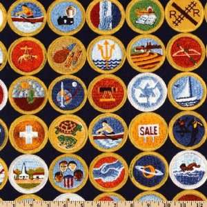   of America Merit Badges Navy Fabric By The Yard Arts, Crafts & Sewing