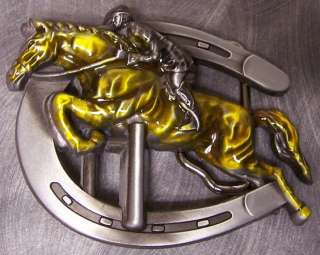Pewter Belt Buckle animal Horse Jockey Racing NEW  