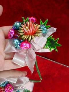 PAIR Vintage 1960s CHRISTMAS CORSAGES Pins BROOCHES Plastic Balls 