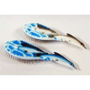  Wholesale Pack Handpainted Assorted Dolphin Hair Brush 