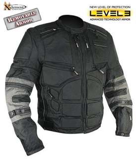   Mens Black and Gray Cordura Level 3 Armored Jacket 3XL  